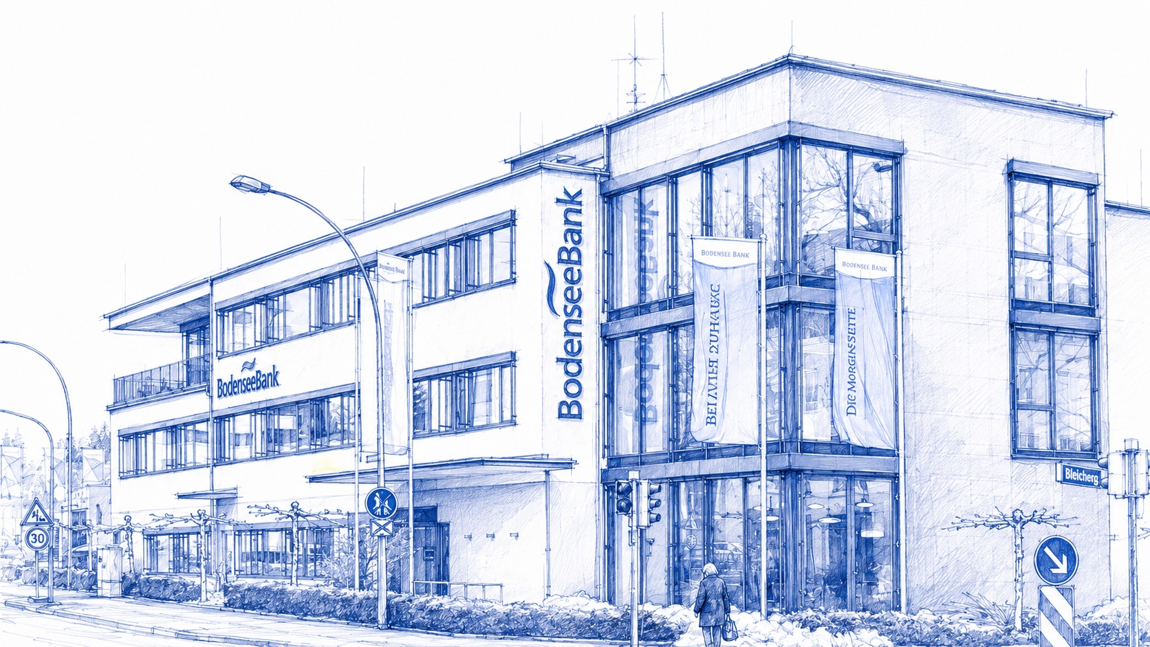 Gezeichnete Ansicht der BodenseeBank